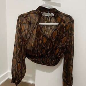Zara Brown Snake Print Top